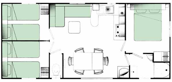 plan Mobil home Cordélia à louer camping La Tremblade Charente Maritime