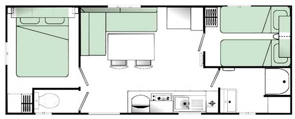 plan Mobil home Titania à louer camping La Tremblade Charente Maritime